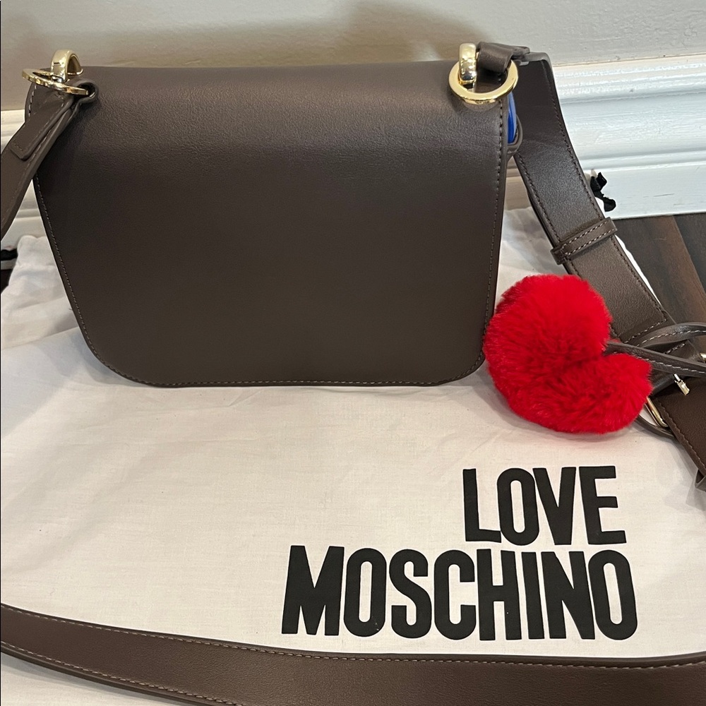 Love Moschino Taupe/Brown Crossbody Bag with Gold Logo - Picture 4 of 14
